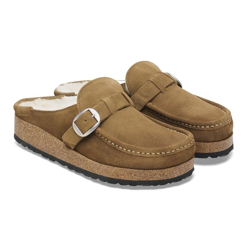 Birkenstock Buckley Shearling Leather Suede 1018127 Tea Color Narrow